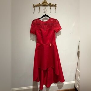 NWT Chi Chi London Red Lace Hi-Lo Dress
